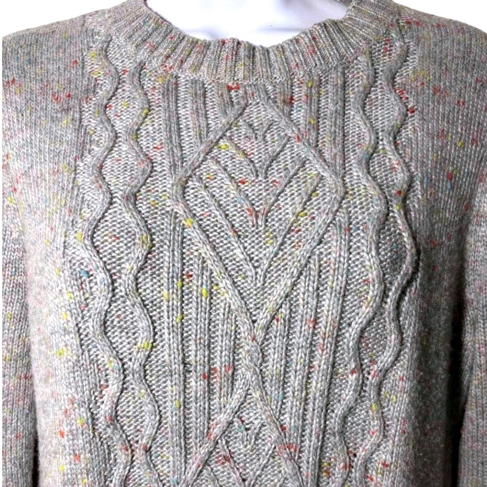 Talbots Gray Cable Knit‎ Sweater Dress Confetti Flecked Cozy Women's Medium